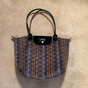 EUC Longchamp Velvet Le Pilage Patent Leather Handles